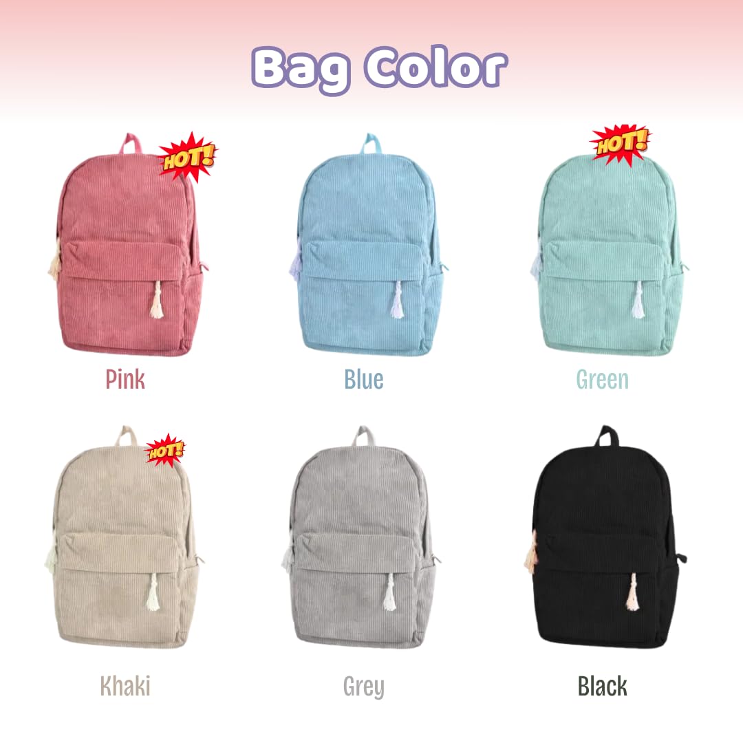 Goo Up Personalized Backpack with Name, Custom Corduroy Backpack with Cotton Rope Woven, Back to School Bag, Monogram Book Bag, Christmas, Birthday