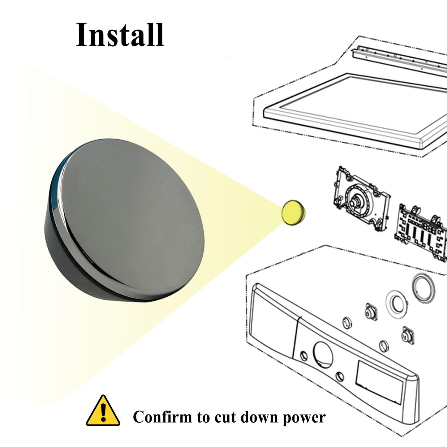 auaurly AEZ73913401 Knob Assembly Fits washers and dryers Chrome