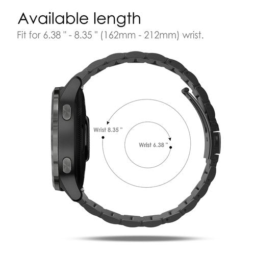 Fintie Metal Band Compatible with Garmin Vivoactive 4 45mm, Garmin Venu 3, Venu 2 45mm, Forerunner 255 46mm, 22mm Quick Release Stainless Steel Metal Strap Accessories, Black