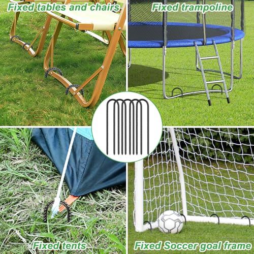 Trampoline Ground Stakes - Heavy Duty U-Shaped 12 Inch, 12 Pack