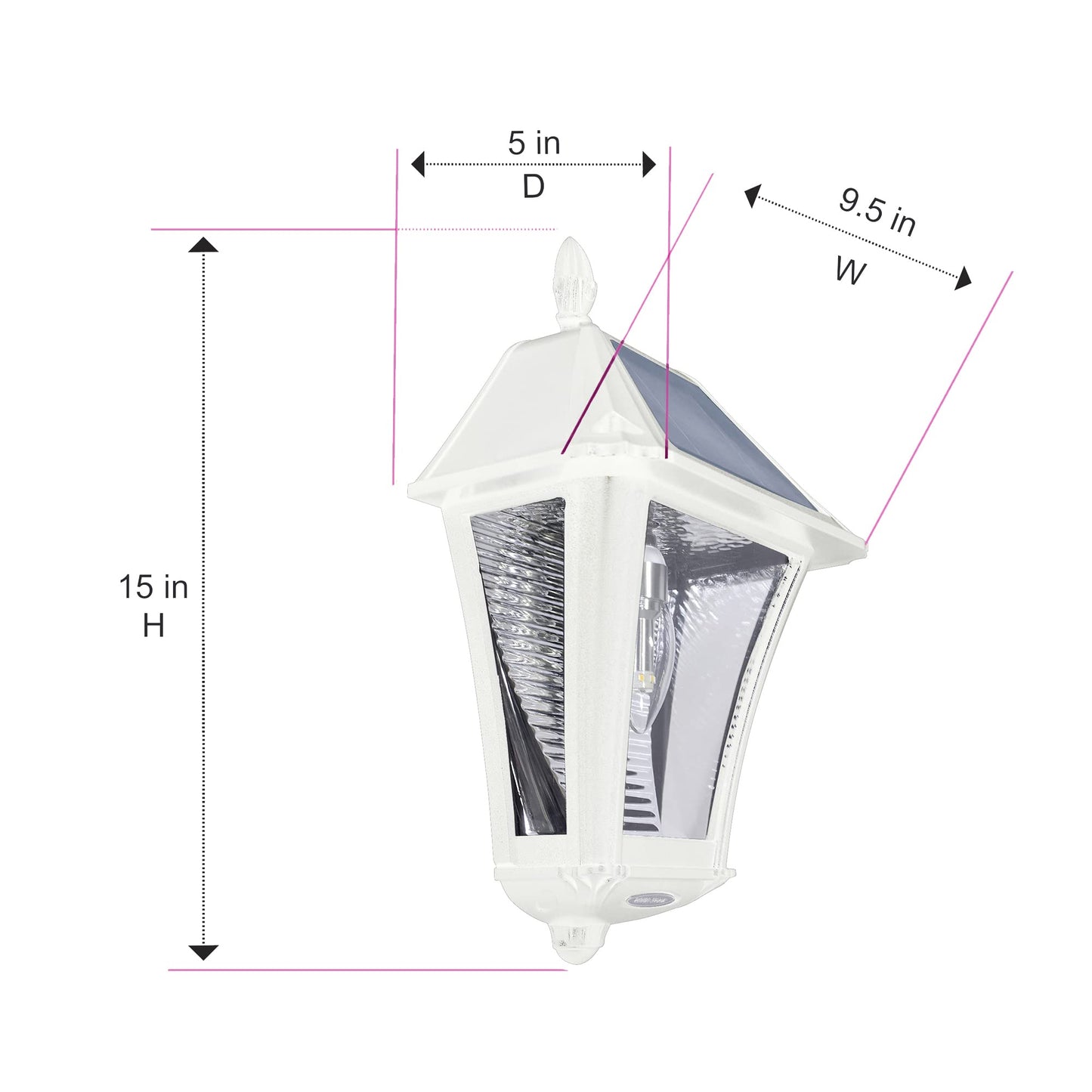 Gama Sonic 2-Pack Baytown II Bulb Solar Outdoor Wall Light Sconce, Warm-White LED Bulb Lamp, White Resin Finish, Classic Traditional Style, for Walkways, Pathway, Columns, Sheds, Piers (105BP250240)