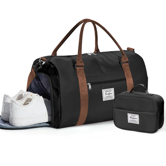 Gym Bag Womens Mens with Shoes Compartment and Wet Pocket Travel Duffel Bag for Women for Plane Sport Gym Tote Bags with Toiletry Bag Waterproof Weekend Overnight Carry on Bag Hospital Holdalls
