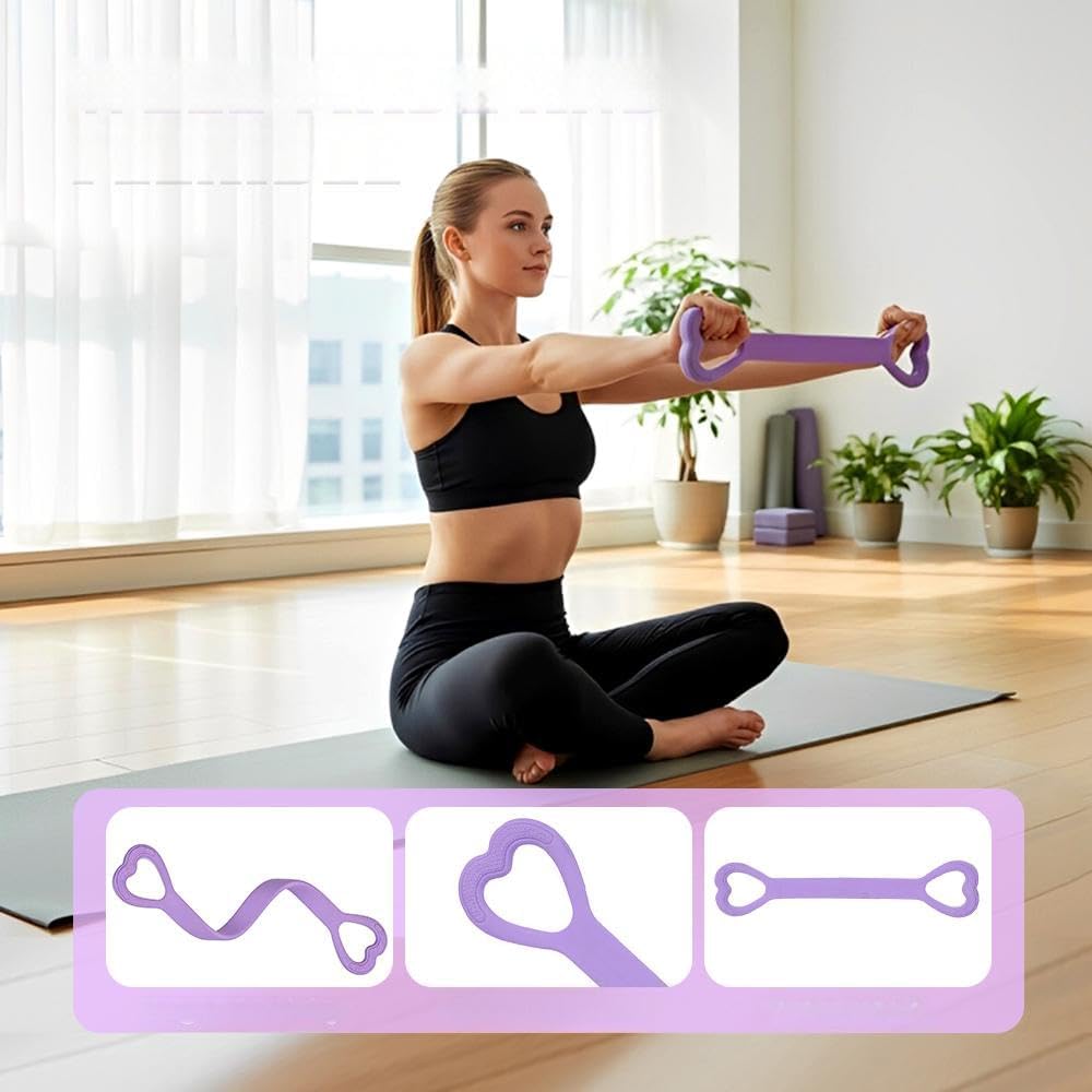 Skiennix 3PCS Resistance Bands - Figure 8 Elastic Workout Bands for Arm, Back & Shoulder Training