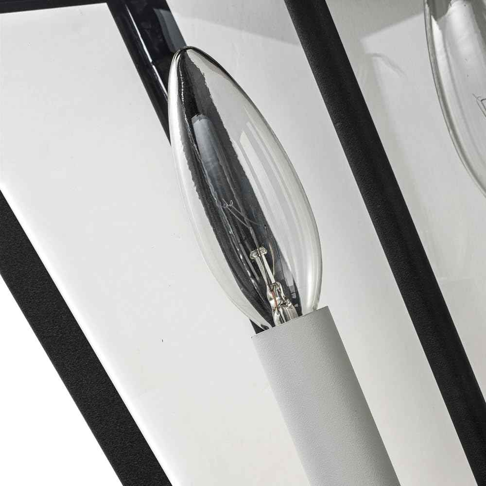 Large Outdoor Wall Sconce, Mate Black Exterior Light Fixtures for House, Waterproof Outside Porch/Patio Lights Wall Mount, with Clear Glass, White Candelabra, Perfect for Garage, Entryway