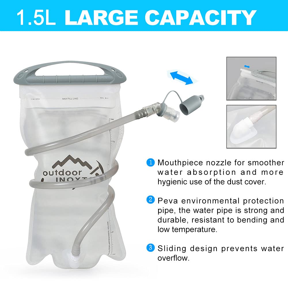 INOXTO Running Hydration Vest Backpack,Lightweight Insulated Pack with 1.5L Water Bladder Bag Daypack for Hiking Trail Running Cycling Race Marathon for Women Men (Black)