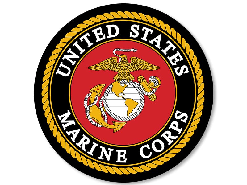 Large Round Official Marine Corps Seal Sticker (Big Logo Vet Veteran