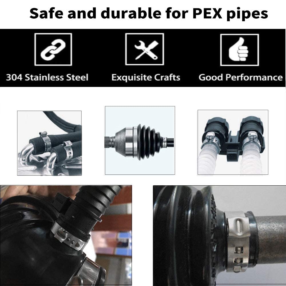 25PCS 1 Inch PEX Cinch Clamp Rings, 304 Stainless Steel PEX Fitting Clamps Pinch Clamps Ring Crimp Rings for PEX Tubing Pipe Fitting Connections (Silver-1inch(25PCS))