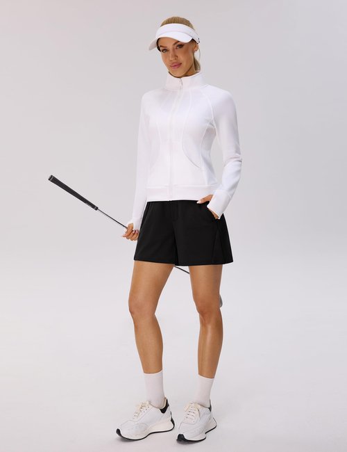 BMJL Womens Workout Shorts Gym Bermuda Golf Athletic Work High Waisted Casual Hiking Running Shorts with Pocket(L,Black)
