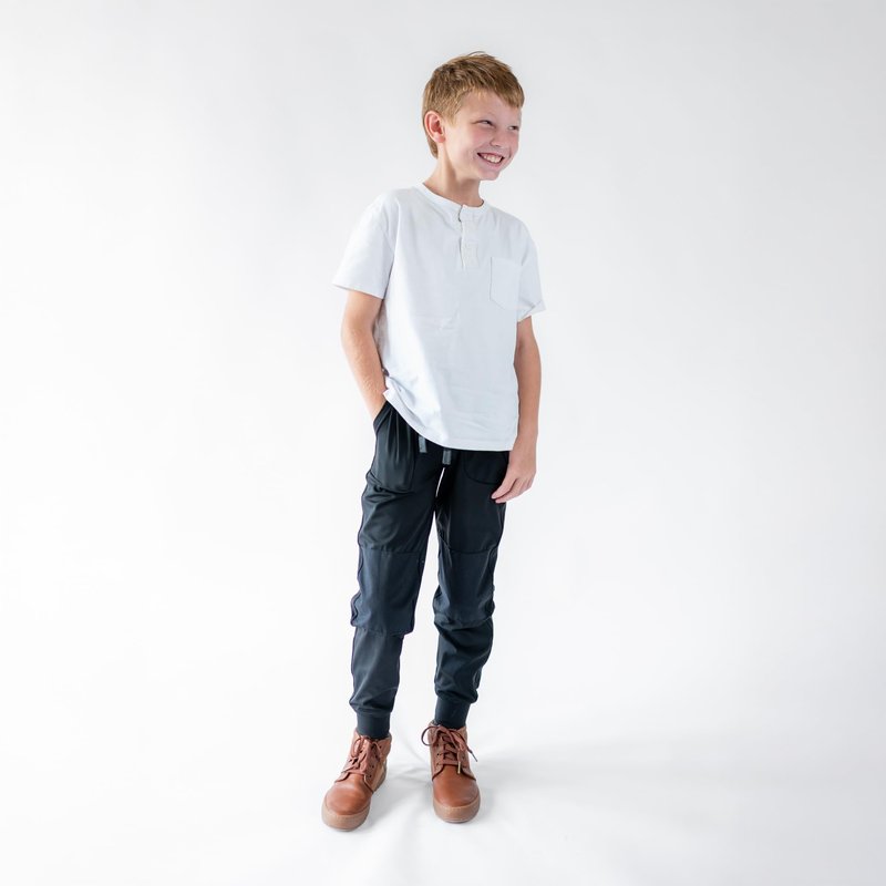 Hudson Joggers for Boys – Durable Reinforced Knee Kids Pants – Stretch Fit, Machine Washable, Fade-Resistant – Sizes XS–XXL (Ages 4–16) Black