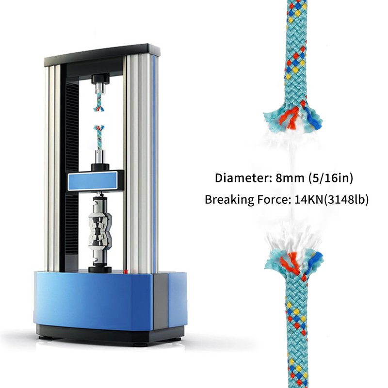 NewDoar CE & UIAA Certificated 5/16in(8mm) Static Climbing Rope 14KN High Strength Accessory Cords Safety for Rock Climbing, Outdoor Survival, Hiking, Mountaineering-Blue/33FT
