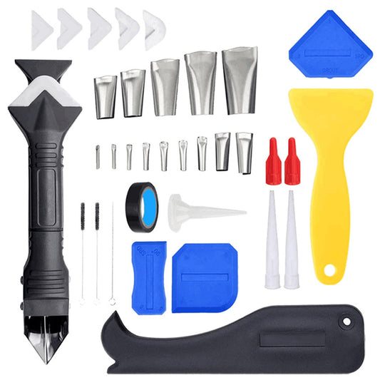 VICSDEP Silicone Caulking Tools 35 in 1 Sealant Finishing Tool Grout Remove Scraper Caulk Remover Glass Glue Angle Scraper