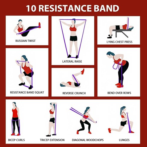 Umicclits Rubber Resistance Bands Set - Elastic Workout Bands for Men & Women, Heavy Duty Fitness Bands Kit for Home Gym, Physical Therapy and Stretch Training-4 Levels