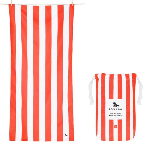 Dock & Bay Customized Beach Towel - Quick Dry & Sand Free - Compact & Lightweight - Large Cabana in Waikiki Coral Red