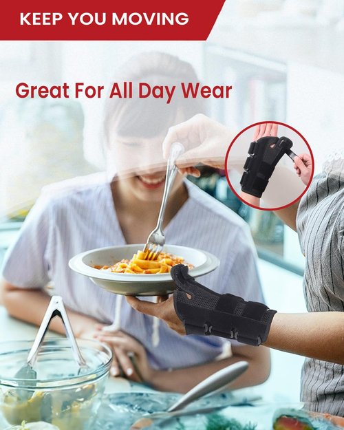 Hurmoya Wrist Brace with Thumb Spica Splint – Support for Carpal Tunnel, De Quervain's, Tendonitis, Arthritis & Trigger Thumb Pain for Men & Women (Medium - Left Hand)