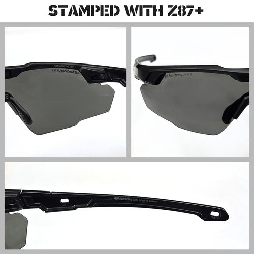 HTS HUNTERSKY S59 Smoke Grey Ballistic Tactical Shooting Glasses ANSI Z87+ Polarized Anti-Fog UV400 Eyewear for Airsoft Range Security and Outdoor Sports, for Men and Women