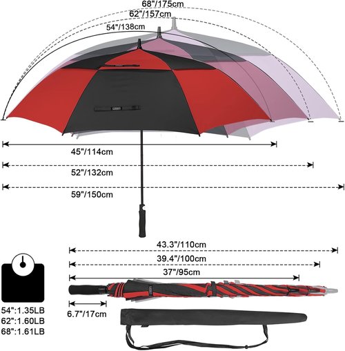 G4Free Automatic Open Golf Umbrella - Oversized Double Canopy, Windproof & Waterproof | 47-72 Inch Sizes