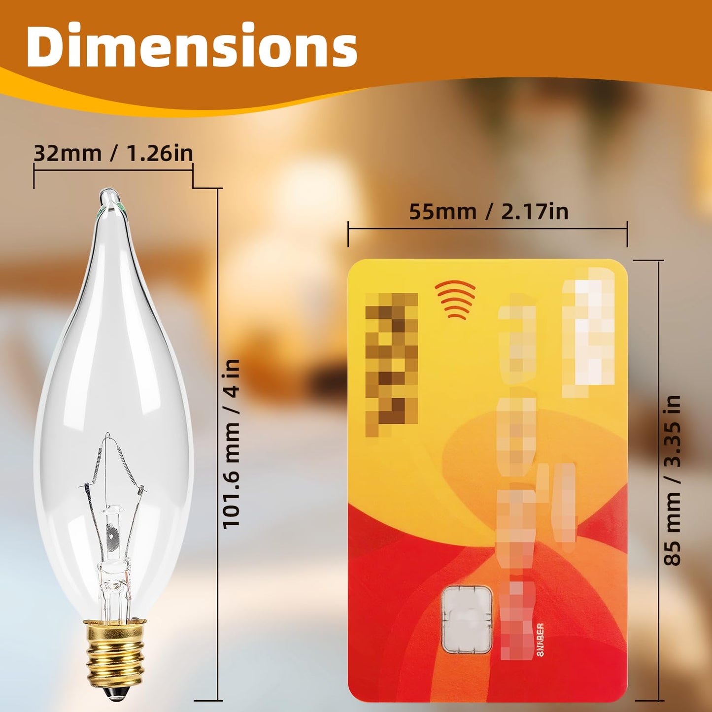 CYLYT 12-Pack E12 Candelabra Light Bulbs 25W, 2500K Warm White, 240 Lumen Dimmable Chandelier Bulb for Ceiling Fan, C10 Gold Base for Candle Bulbs, Clear Glass