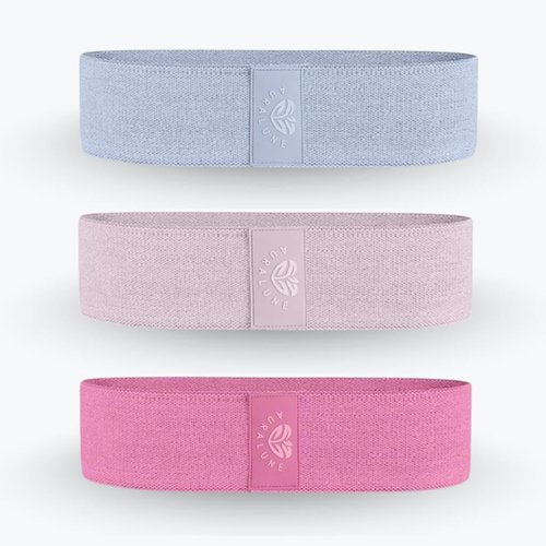 AuraLune Fabric Resistance Bands Set, 3 Colors with Carry Bag, Non-Slip Workout Bands for Legs and Glutes- Different streght Levels. (Pink)