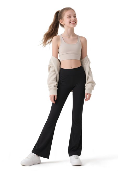 HASMES 3 Pack Girls Flare Leggings Kids Bell Bottom High Waisted Dance Yoga Pants Activewear