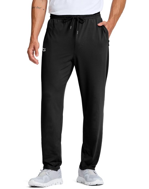 G Gradual Men's Sweatpants with Zipper Pockets Lightweight Athletic Workout Pants Soft Casual Lounge Sweat Pants for Mens(Black, XL)