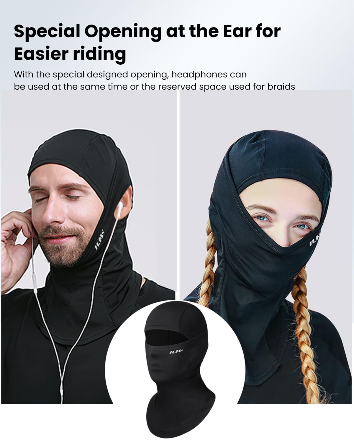 ILM Adult Motorcycle Balaclava Face Mask for Ski Model FM01A Men Women Black