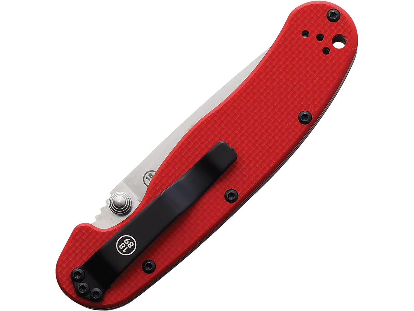 Ontario Knife Company Rat II, Satin S35VN Stainless Steel Drop-Point Blade Folding Pocket Knife, Red G-10 Handle Liner Lock Knife, Everyday Carry Knife – ON8064