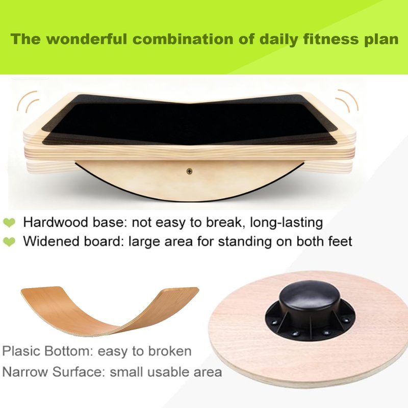 QONESSMAO Rocker Board for Physical Therapy | Professional Adult Balance Board | Anti-Slip Wood Standing Desk Balance Board for Core Strength, BAPS & Slack Board Alternative (Suitable for Men & Women)