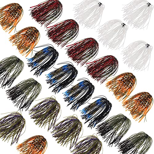 Type B-24 Bundles Silicone Jig Skirts, 50 Strands Spinnerbait Lure Replacement Kit