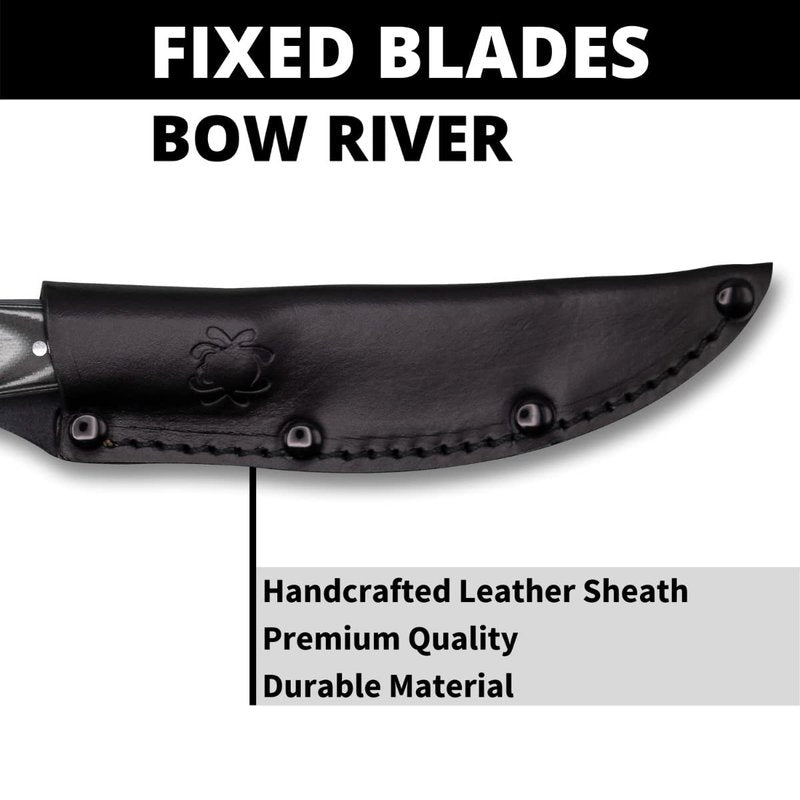 Spyderco Bow River Fixed Blade Outdoor Hunting Knife with 4.40" 8Cr13MoV Stainless Steel Blade and Handcrafted Leather Sheath - PlainEdge - FB46GP
