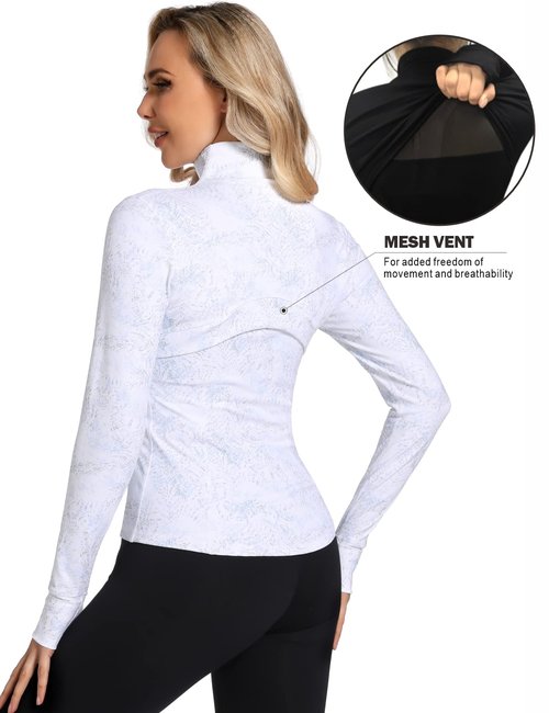 Costdyne Womens Sports Running Yoga Jacket Slim Fit Full Zip Track Jacket Turtleneck Workout Jacket