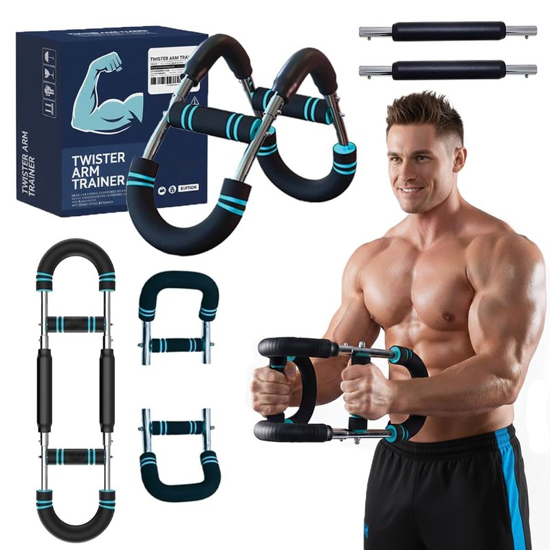 Adjustable Arm Twister Trainer, 40–130 Lbs Power Bar for Upper Body Strength, Portable Arm & Chest Workout Equipment for Men & Women, Ergonomic Anti Slip Handles, Home Gym Fitness Tool