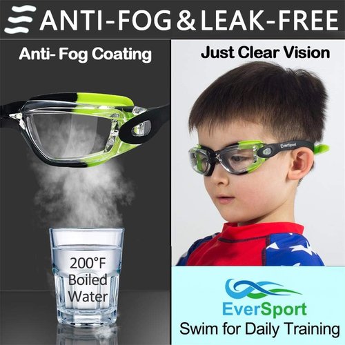 EverSport Kids Swim Goggles - Anti-Fog & Anti-UV Protection | Pack of 2 for Ages 4-16