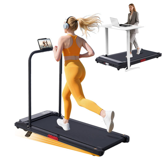KASSADIN Electric Walking Pad Treadmill with Handle Bar Incline for Home