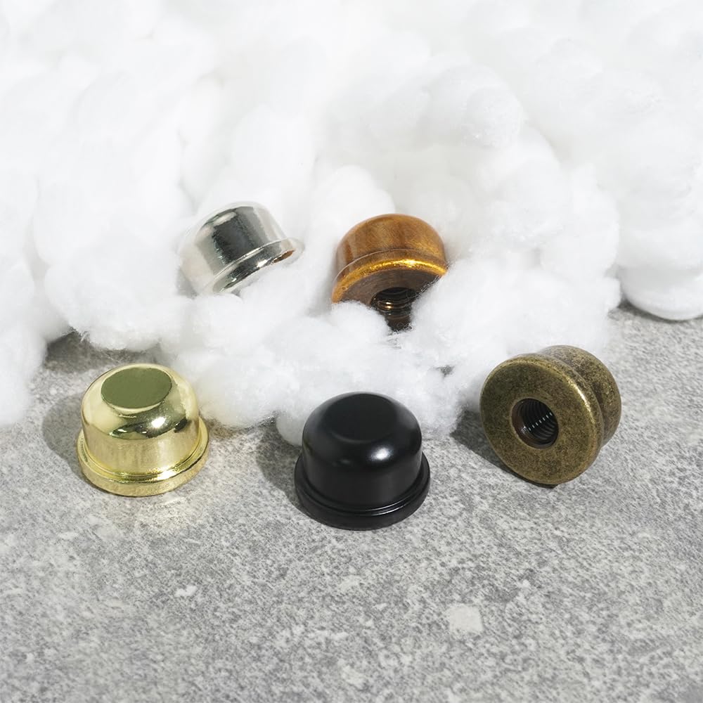 Asjeumt 10 Pcs Lamp Finial 5 Colors Lamp Toppers Screw on Solid Finials for Light Harp Lampshade Finial, Replacement Lamp Shade Screws Cap Knob - 2 Each Of Antique Gold, Silver, Black, Bronze, Gold