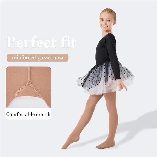 CozyWow Ultra Soft Ballet Tights - Comfortable Dance Tights for Girls | Sizes 4T to 12T