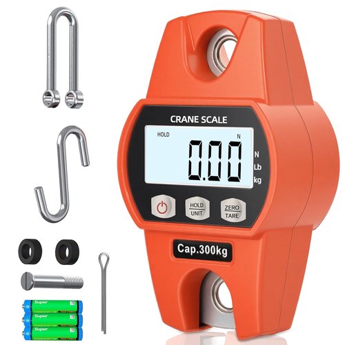 High-Accuracy Hanging Scale 660lb/300kg - Aluminum Frame with LCD Display | Versatile Fishing & Luggage Scale