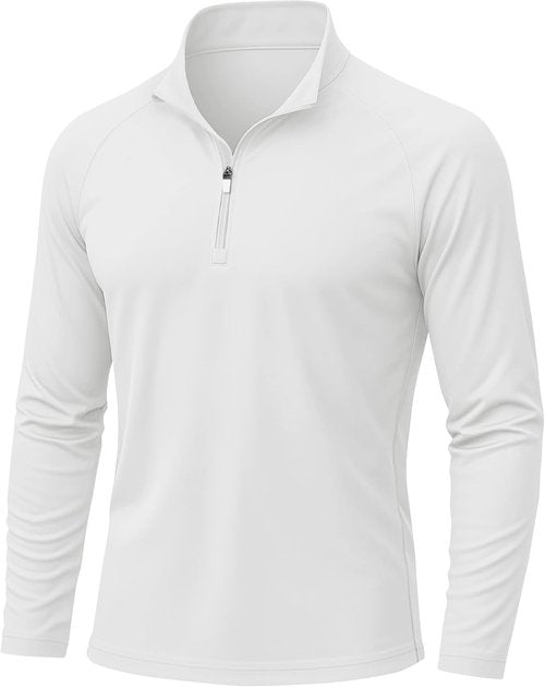 KEFITEVD Men's UPF 50+ Sun Protection Long Sleeve Shirt - Quick Dry 1/4 Zip UV Fishing & Running Rash Guard