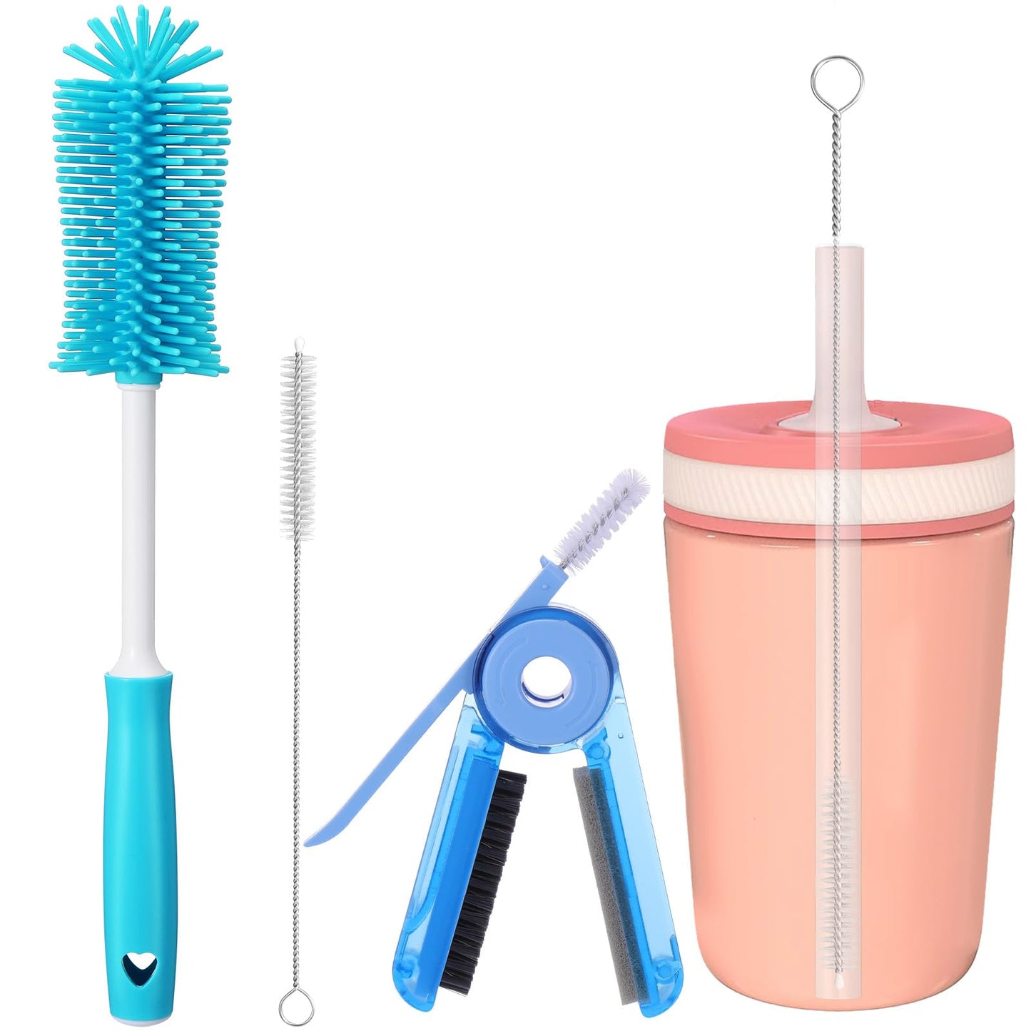 XANGNIER 3 PCS Water Bottle Cleaner Brush Set for Zak 12 oz/15 oz,Multifunctional Bottle Brush and Long Straw Cleaner Brush,Cleaning Kit for Zak Tumbler Cup Accessories