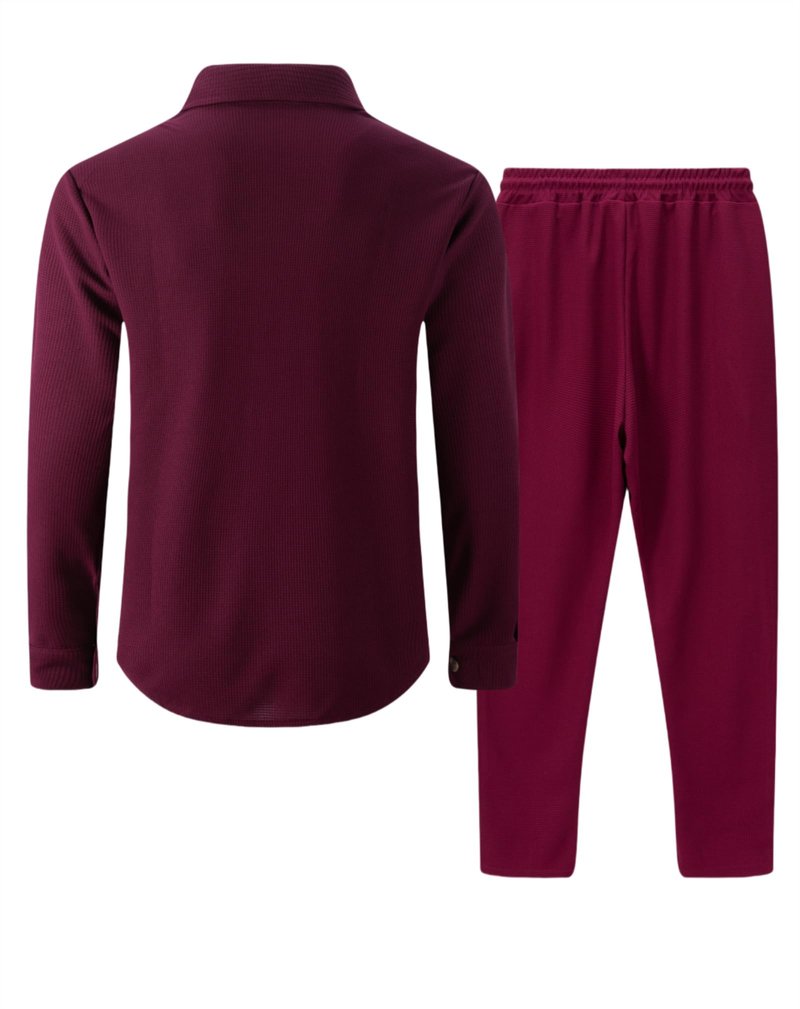 Mens Sweatsuits 2 Piece Set Jacket Top and Casual Pants Set Fall Fashion Sweatsuits Waffle Plaid Jacquard Outfits