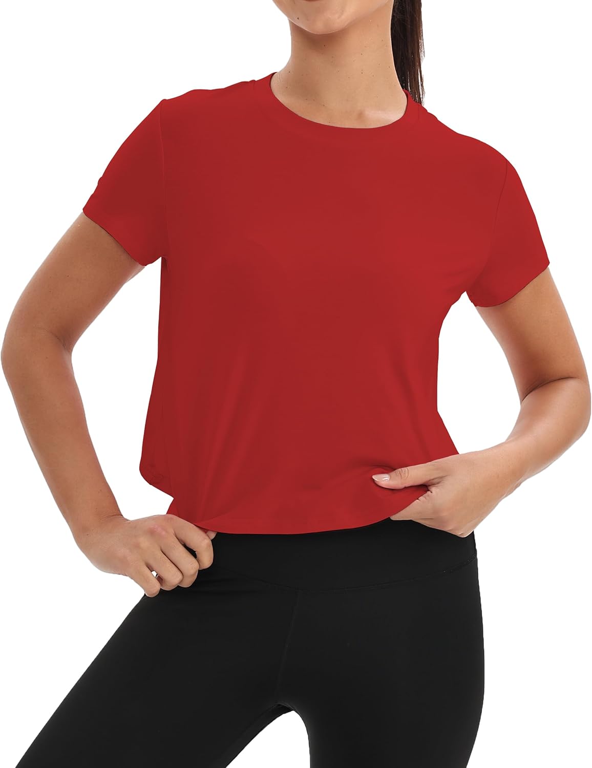 Mippo Women's Workout Tops - Short Sleeve Yoga Shirts for Athletic Gym & Running | Loose Fit Crop Top