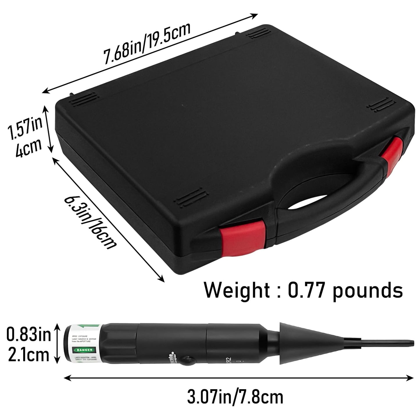 Socpuro Professional Laser Bore Sight Kit with 32 Bore Adapters, fit .17 to 12GA Calibers, Bright Green Laser Bore Sighter with Button Switch, Powerful Hunting Equipment
