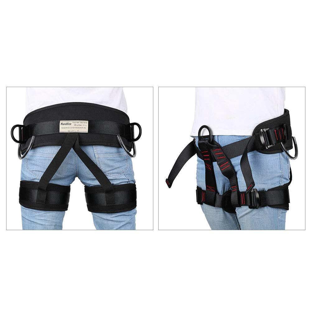 HandAcc Climbing belts, Thicken Professional Safety Belt for Caving Rock Climbing Fire Rescuing Rappelling Tree and Outdoor Adventure Activities