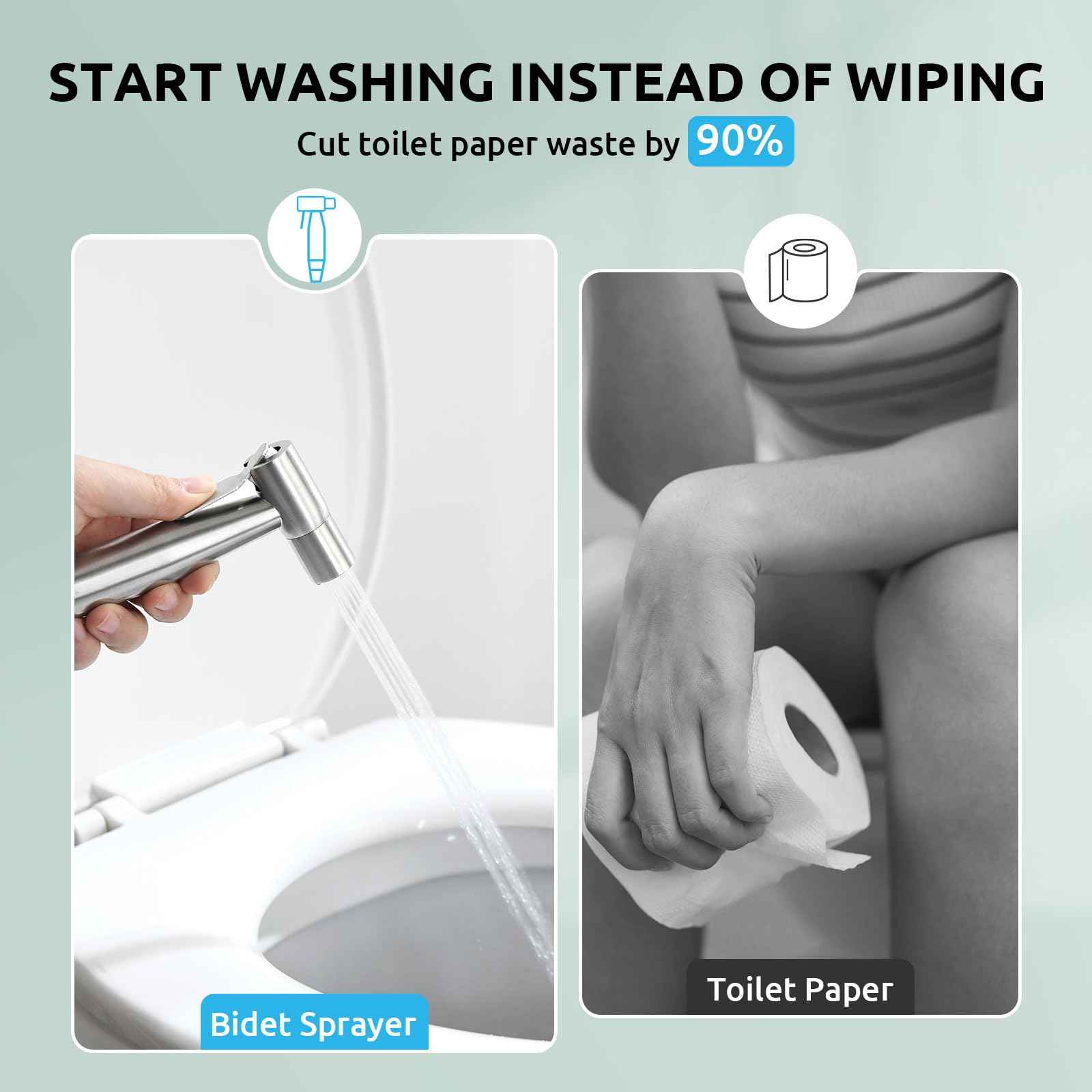 Handheld Bidet Sprayer for Toilet, BRITULIF Jet Sprayer for Toilet Muslim Shower, Adjustable Water Pressure with Bidet Attachment for Toilet for Feminine and Baby Wash