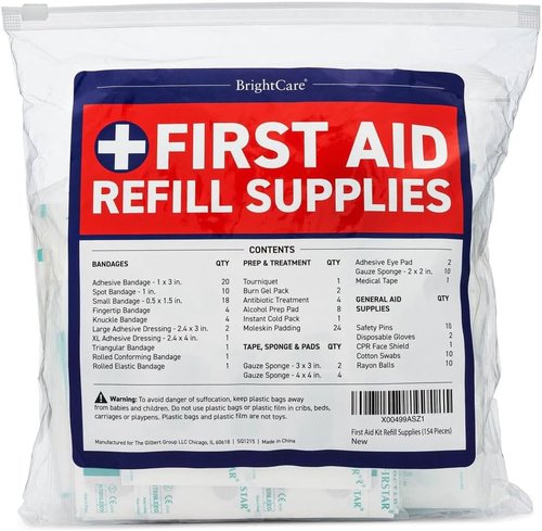 First Aid Kit Refill Supplies | 154-Piece Restock & Replacement Pack for Emergency Care