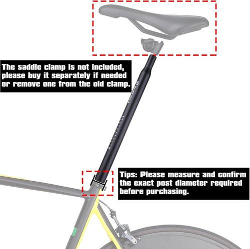 Boenoea Bike Seatpost - Aluminum Alloy Bicycle Seat Tube | 25.4-31.6mm, 400mm Length for Mountain & Road Bikes