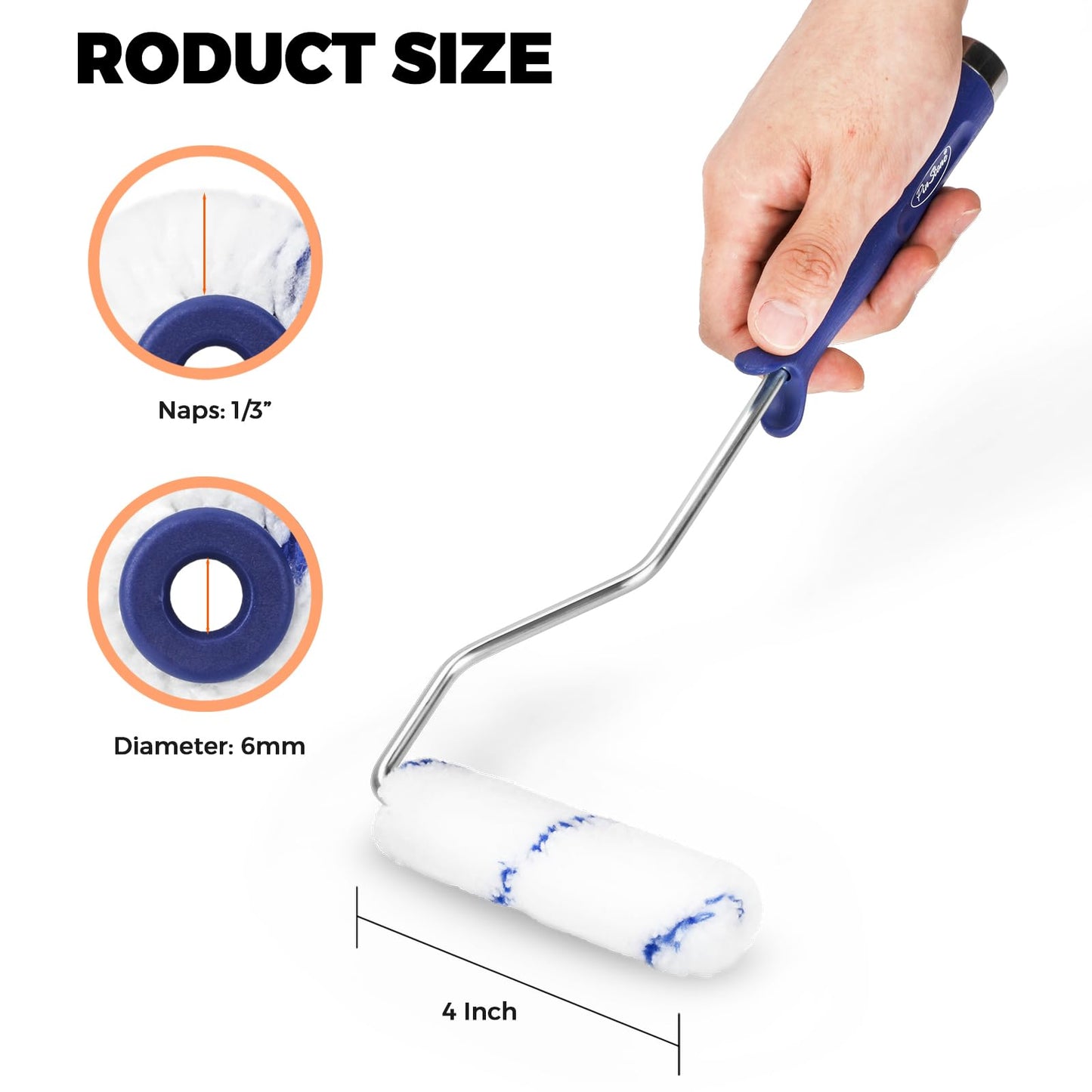 PinStone 4 Inch Microfiber Paint Roller Covers, 1/3" Nap, 60 Pack, Use with All Paints and Stains, Small Paint Roller Naps, Mini Rollers for Walls, House Painting Supplies