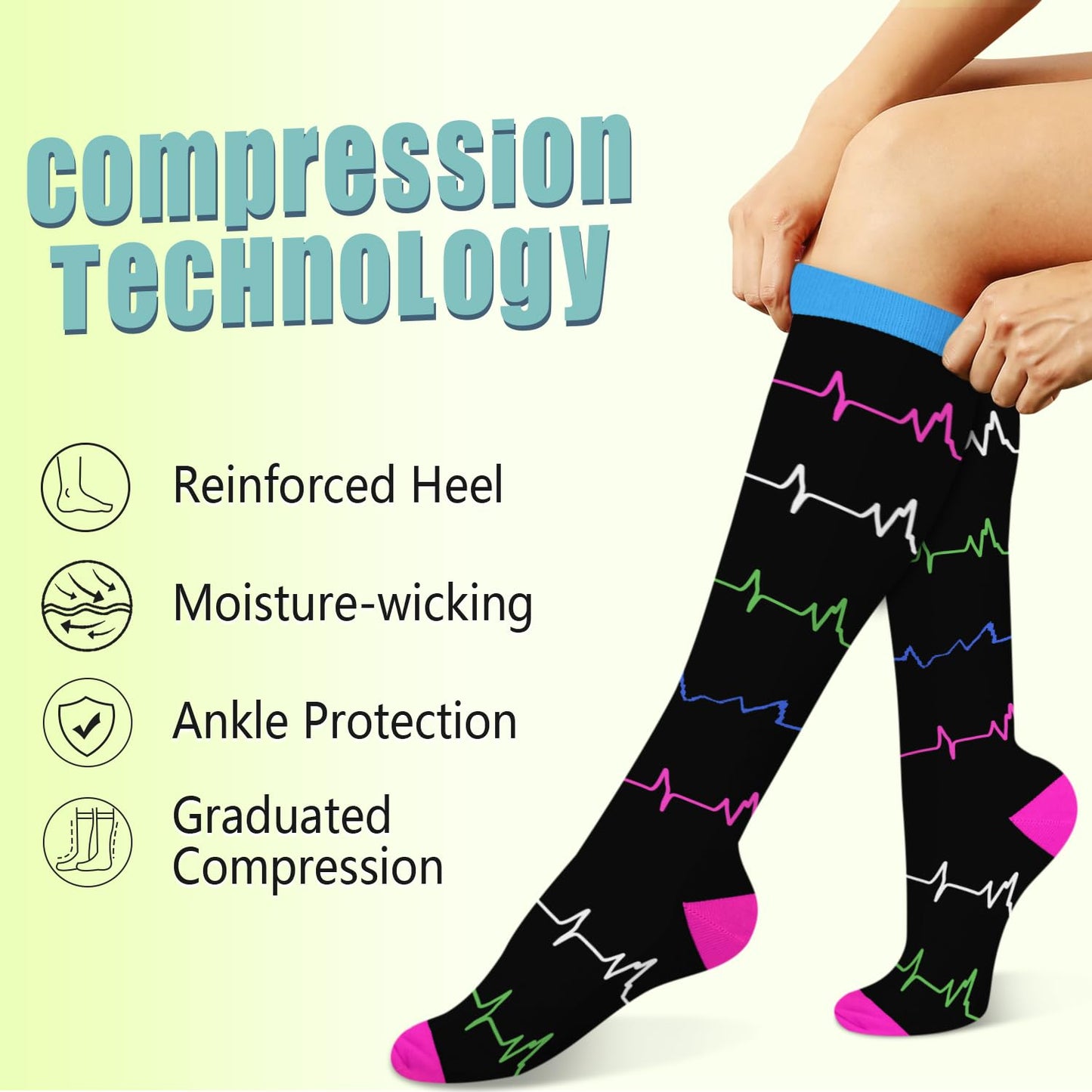 Iseasoo Copper Compression Socks (15-20 mmHg) for Men & Women - Running, Hiking, Cycling, Travel - Improves Circulation（S/M）