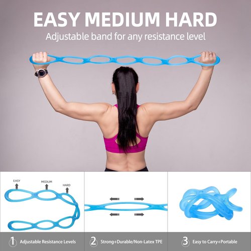 Flexoria Resistance Bands for Working Out, Adjustable 7-Ring with Handles, Exercise Stretch Bands for Women&Men Fitness,Pilates,Yoga and Physical Therapy (2 Packs)