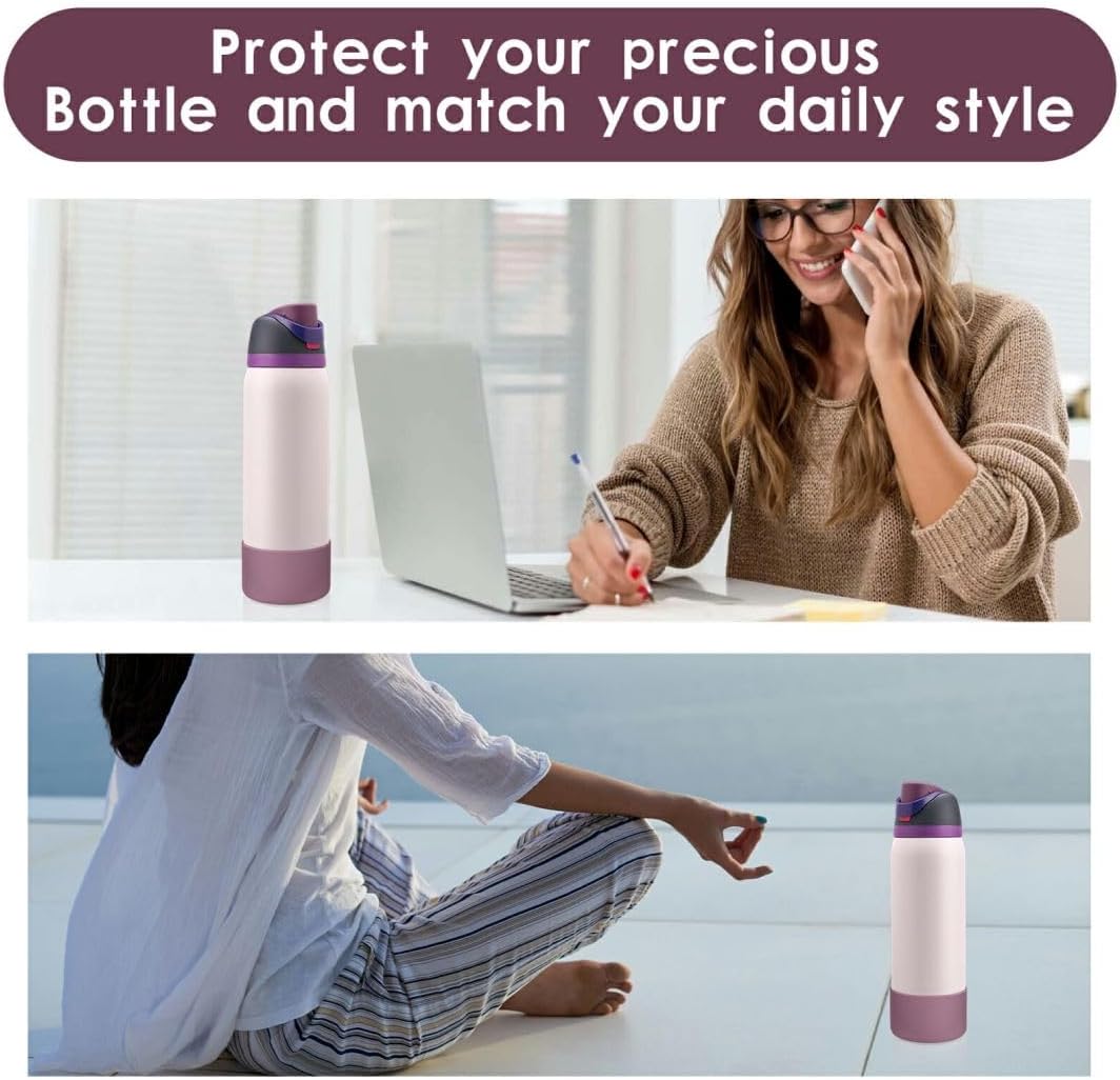 Owala Silicone Water Bottle Boot - Protective Anti-Scratch & Anti-Dent Sleeve Cover | Mauve, 24oz (2PCS)
