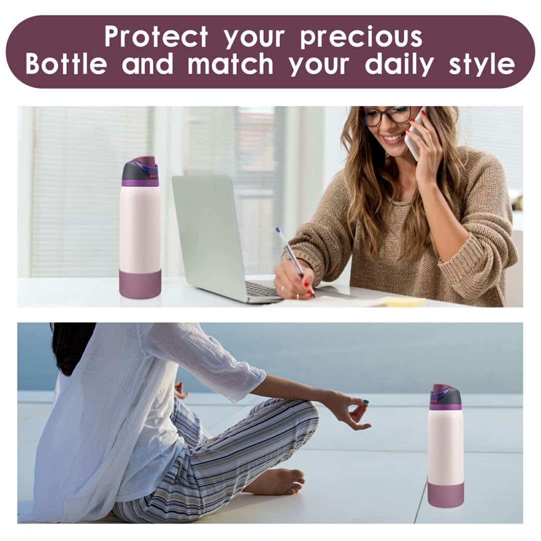 BKBY 2PCS Silicone Water Bottle Boot, Compatible with Owala 24oz 32oz 40oz, Protective Anti-Scratch & Anti-Dent No Noise Sleeve Cover for FreeSip/Twist/Flip Water Bottles (Mauve, 32oz)